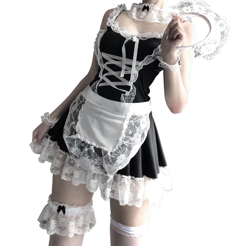 1816 Japanese Anime Maid Outfit Classic Lolita Apron Maid Dress Cosplay